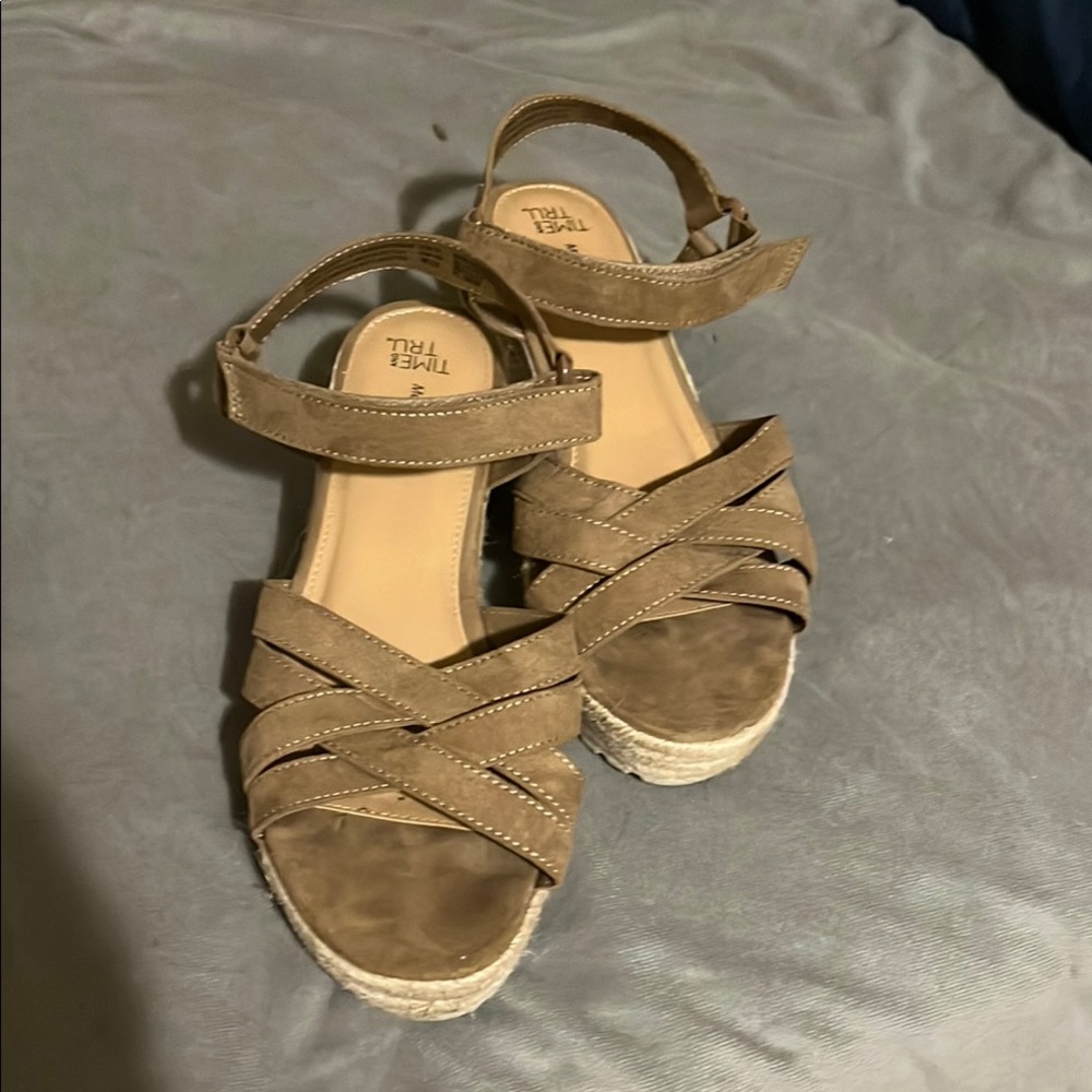 Time and Tru Tan Espadrille Shoes with Strappy Design